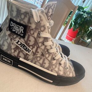 Dior Monogram High-Top Sneakers in Black and White